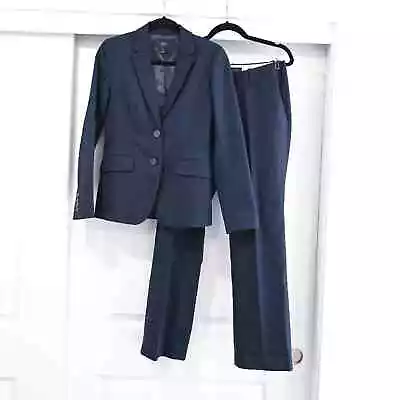 J. Crew 1035 Navy Classic Cotton Suit Set - Blazer Size 0 / Trouser Size 4 • $120