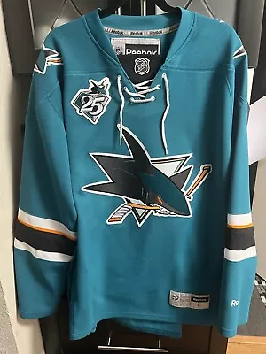 NHL Reebok San Jose Sharks 25 Yr Anniversary Home Teal Authentic Hockey Jersey L • $117.99