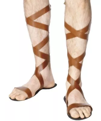 Mens Fancy Dress Roman Sandals Rome Greek Gladiator Centurion Shoes By Smiffys • $18.02