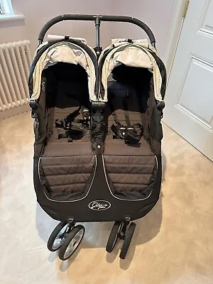 Baby Jogger Double Buggy 2 Foot Muffs 1 Carry Cot Adaptors Travel Bag Raincover • £400