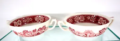 2 Villeroy And Boch Petite Bowls Two Handle Small Tranfer Red Rusticana Floral • $22.80