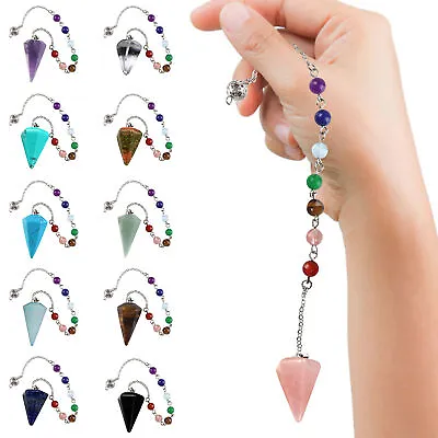 Natural Stone Crystal Pendulum Hexagonal Reiki Chakra Healing Pendant • $8.18