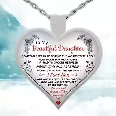 Exquisite Crystal Heart Pendant Necklace To My Beauitful Daughter • $10.88