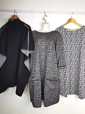  Clothes B&W Bundle Size UK  14 X 3  (Dresses X 2 George R&R) M&S Shawl Vgc   • £12