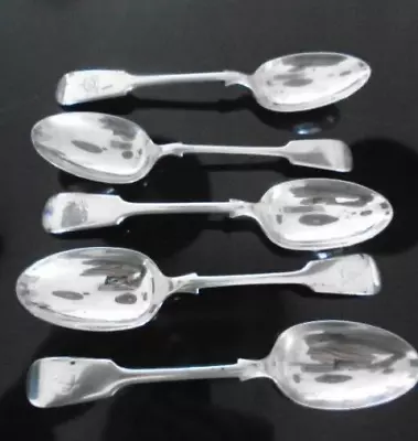 5 Antique Spoons Fiddle Pattern Silver Plated 17cm Long Daniel & Arter? C A Eng • £22.50