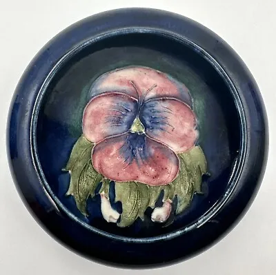 Moorcroft Pansy Small Footed Cabinet Bowl Inward Flared Rim England Pottery • $99.95