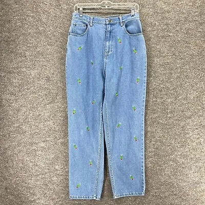 Quacker Factory Jeans Women 8 Blue Denim Embroidered Christmas Tree High Waist • $17.99