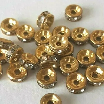 £1.99 • Buy 26pcs Rhinestone Spacer Beads 6mm Rondelle Style For Bracelets & Necklaces