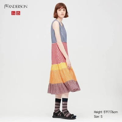 $25 • Buy Uniqlo JW Anderson Dress XS Colourful Gingham Check Sleeveless