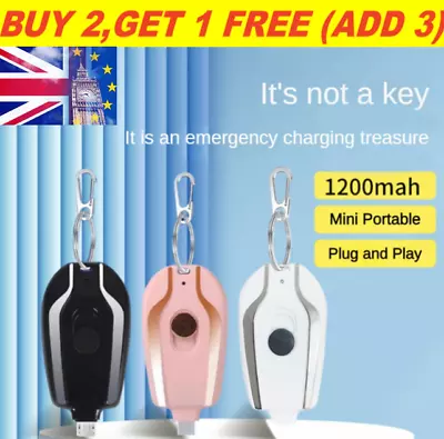 1500mAh Mini Power Emergency Pod Key Ring Cell Phone Charger Keychain Charger UK • £6.71