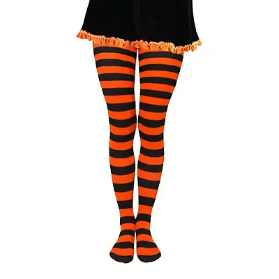 Womens Colourful Striped Sheer Tights Christmas Party Coloured Stripes UK 6-12 • £5.99