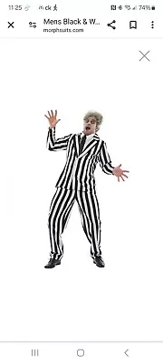 Morph Suits Men's Black And White Strip Costume Adult Large (5'11  And Taller) • $54.99