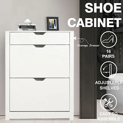 $119.90 • Buy Shoe Cabinet Shoes Storage Rack 2/3/4Tier Wooden Organiser Drawer Shelf Cupboard