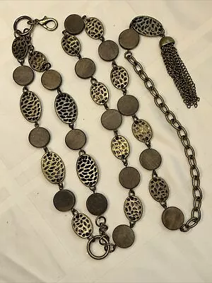 Women’s Belt Chain Brass Wood Leopard Bohemian Biker Accessory Vintage Bb3 • $22.99