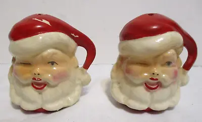$5 • Buy Vintage Christmas Ceramic Santa Head Salt And Pepper Shakers