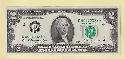 Crisp UNC 1976D Star $2 Cleveland Federal Reserve Note 1976 Two Dollar Bill * • $39.95