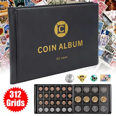312 ALBUM COIN Book Coins Collection Folder Holders Pocket Collector Pockets UK • £9.89
