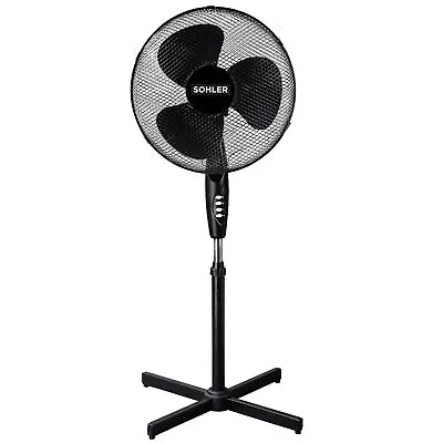 Black 16  Standing Pedestal Stand Fan Adjustable Oscillating Rotating 3 Speed • £19.99