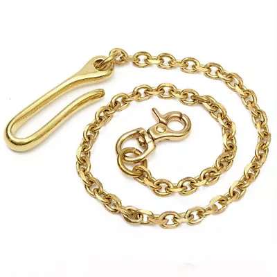 Men's 17.7  Solid Brass Waist Chain With 2 Hooks Trousers Jeans Wallet Keychain • $13.95