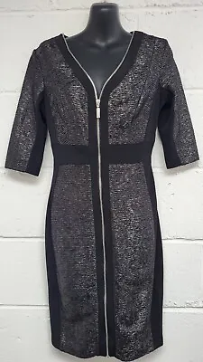 Jax Ladies Full Zip Black Bodycon Dress Size 2/UK8. PWM • £14