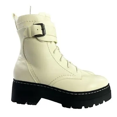 MIA Stellan Off-White Combat Boots Womens Size 9 • $49.98