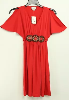 New Eci New York Coral Beaded Detail Open Sleeve Dress 4 • $9.99