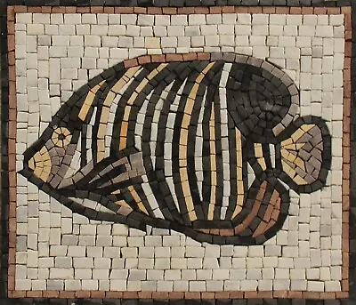Mosaic Marble Yellow Striped Fish Home Tile Art • $138