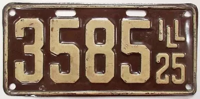 Illinois 1925 Shorty License Plate 3585 Original Paint Low Number 4 Digit Beauty • $69.95