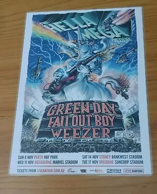 HELLA MEGA 2020 Australian Laminated Tour Poster  GREEN DAY FALL OUT BOY WEEZER  • $15.95