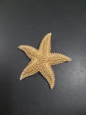 Vintage Monet Gold Tone Metal Textured Starfish Pin Brooch Free Shipping  • $18.98