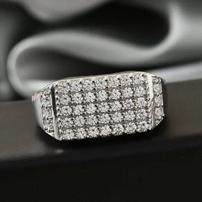 2.65Ct Lab Created Diamond Men's Engagement Wedding Ring 14K White Gold Finish • $92.40