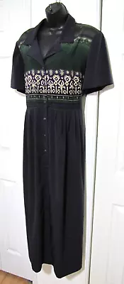 VTG M.H.M. Melissa Harper Button Up Dress Green/purple Short Sleeve Women's 16 • $22.99