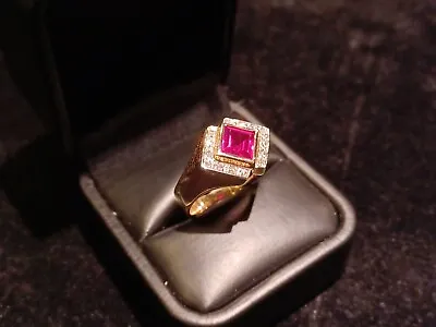14k Solid Gold Diamond And Garnet Mens Or Womens Ring • $650