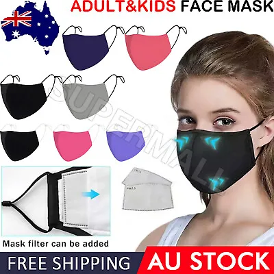 Adult Kid Reusable Face Mask Adjustable Washable Fabric Cotton Anti Pollution OZ • $4.48