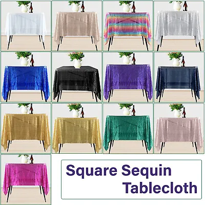 70x70  Table Cover Cloth High Density Sequin Fabric Tablecloth Wedding Party UK • $55.91