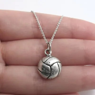 925 Sterling Silver Volleyball Charm With Necklace • $21.81