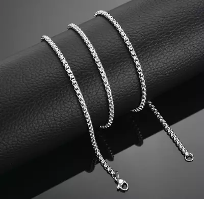 Round Box Chain Stainless Steel Necklace Silver Men Women 16 -32  Deziloo • $6.95