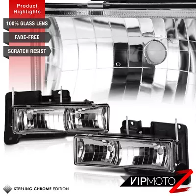 [GLASS LENS]Euro Clear Composite Headlights For 88-98 GMC C/K 1500 2500 3500 • $88.99