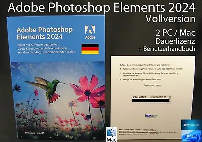 Adobe Photoshop Elements 2024 Full Version Box 2 Win/Mac Permanent License Original Packaging New • $74.31