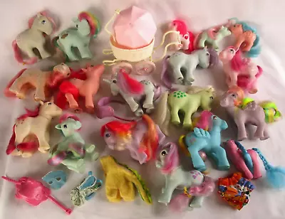 Hasbro My Little Pony G1 Lot 18 My Little Ponies & Buggy Saddles Outfits 1980s • $129.95