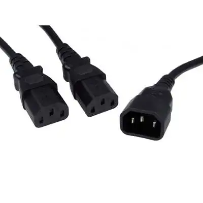 £5.99 • Buy C14 To To 2 X C13 IEC Mains Power Y Splitter Cable Kettle Lead PC Monitor