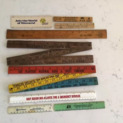 Vintage Lot Of 9 Advertising Rulers Folding Yardsticks Norfolk VA Navy C & P • $18
