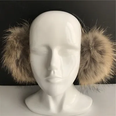 Winter Ultralarge Warm 100%Real Fox Fur Earmuffs Earlap Ear Muff Leather Bracket • $26.50