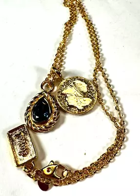 Vintage Necklace Chain Pendant Coin Teardrop Charm 16inches 90s Style Romantic • $18