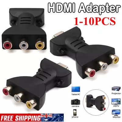 1-10x HDMI Male To 3 RCA Female Composite AV Audio Video Precise Converter Black • $13.25