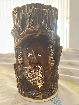 German Candle By Gunter Kerzen ~ Log With Man’s Face Vintage On Cork Base • $38.99
