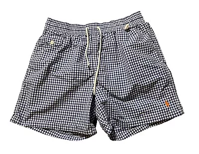 Polo Ralph Lauren Gingham Check Swim Trunks Board Shorts Vintage Size L 90s • $25.50