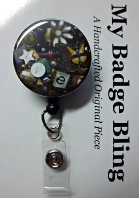 LIVE Butterfly Flower Browns  ~ Artistic Impressions ~ Retractable Reel ID Badge • $9.38