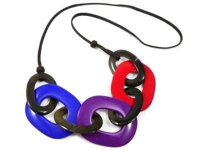 $418 • Buy Authentic HERMES Buffalo Horn Lacquer Karamba Necklace Excellent Women K1855