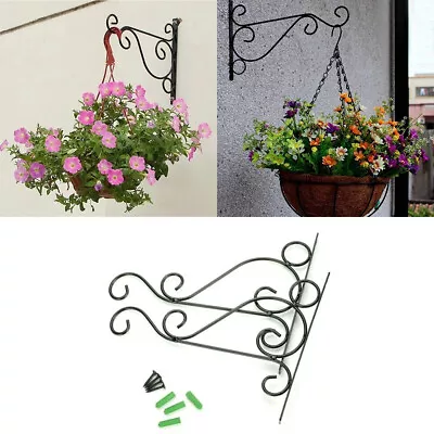 US 2Pcs Plant Hanger Bracket Metal Hanging Basket Flower Pot Wall Hanger Hook • $10.29